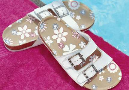 White Leather Corkbed Mules
