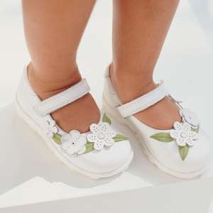 White Leather Bar Shoes