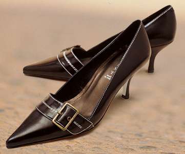Brown Buckle Court Shoes